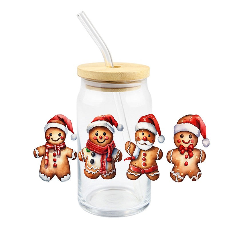 Santa Gingerbread Men | UVDTF Can Glass Wrap