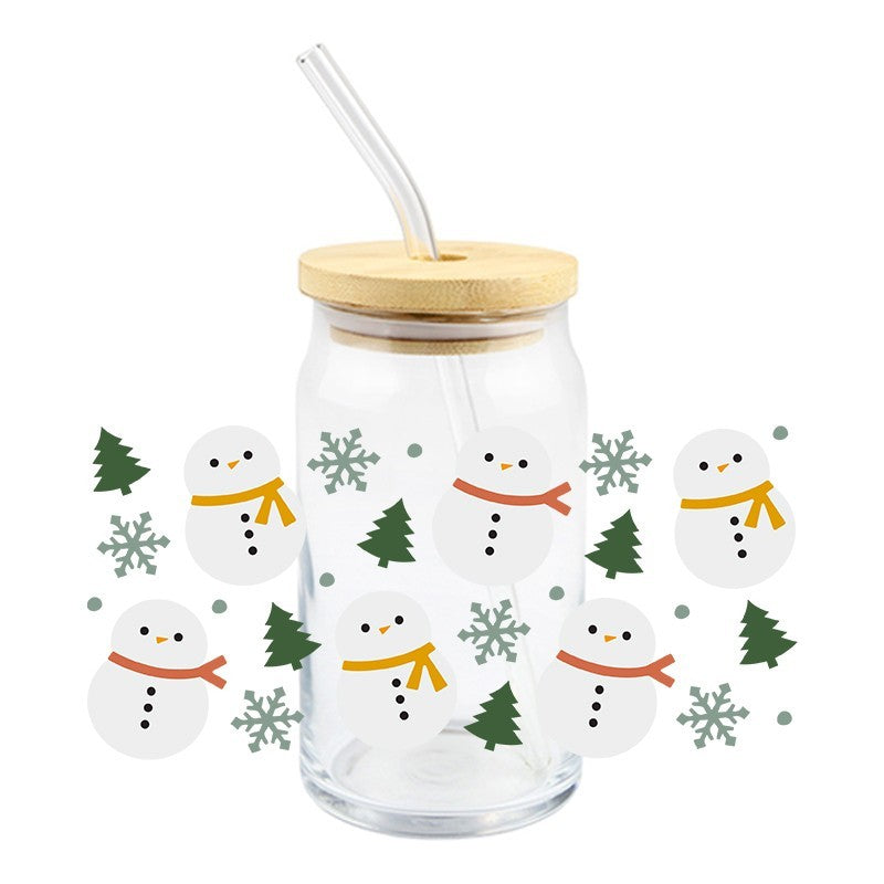 Snowman & Trees | UVDTF Can Glass Wrap