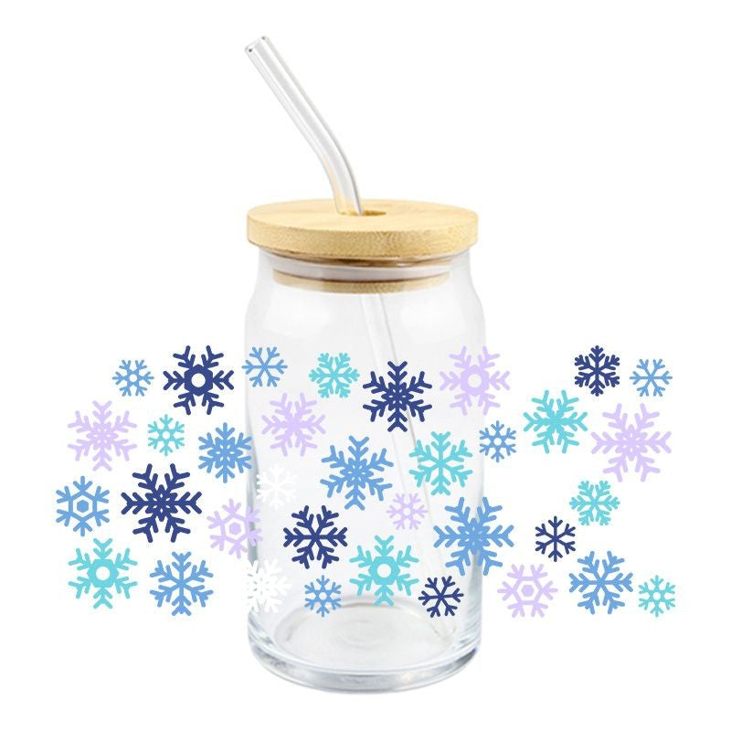 Colorful Snowflakes | UVDTF Can Glass Wrap