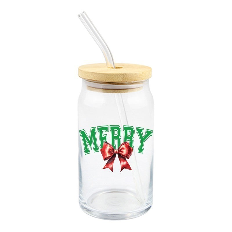 Merry w/ Red Bow | UVDTF Decal | 4 inches