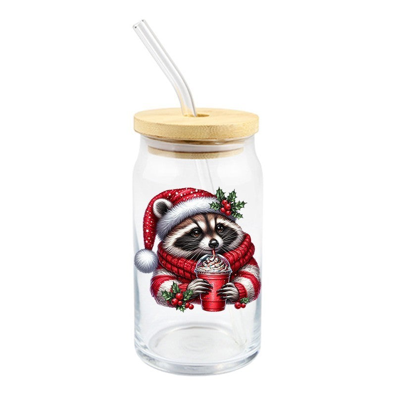 Festive Raccoon | UVDTF Decal | 4 inches