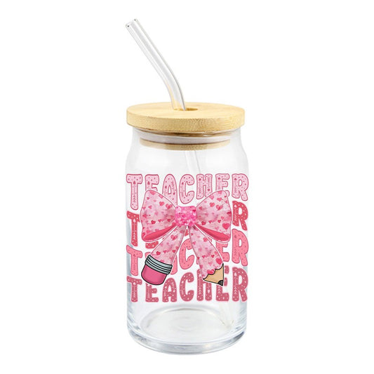 Teacher Pink Pencil Bow | UVDTF Decal | 4 Inches