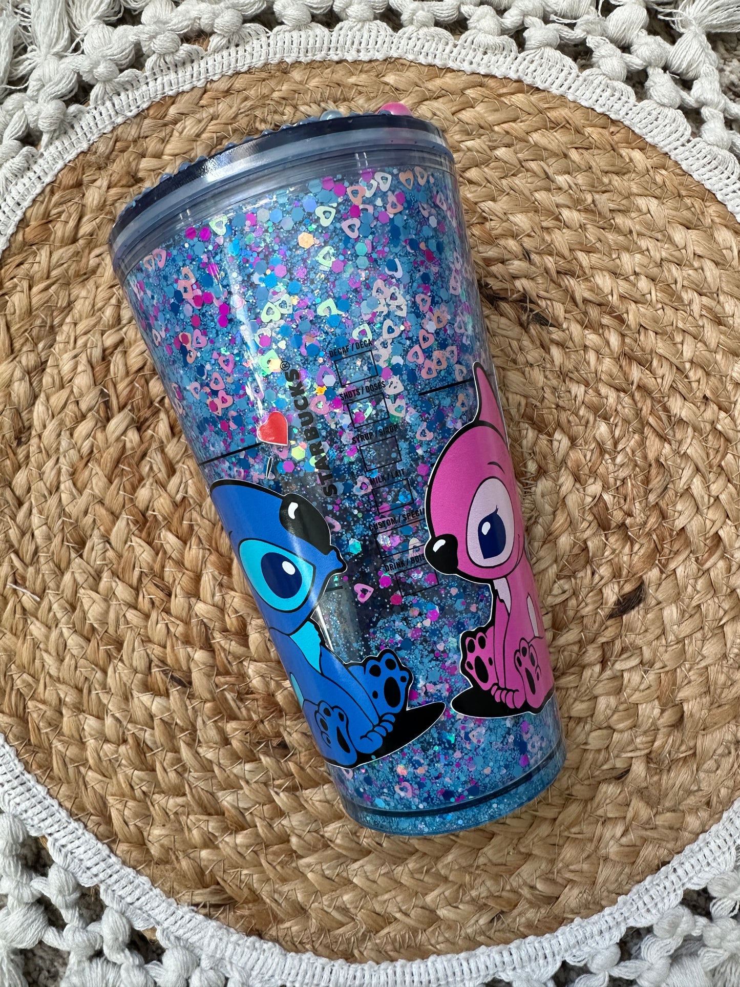 PRE ORDER // Blue & Pink Alien Love  Snow globe Tumbler