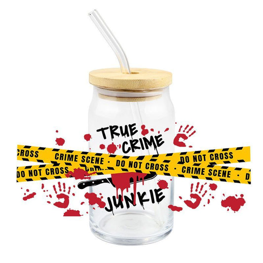 True Crime Junkie | UV DTF Can Glass Wrap