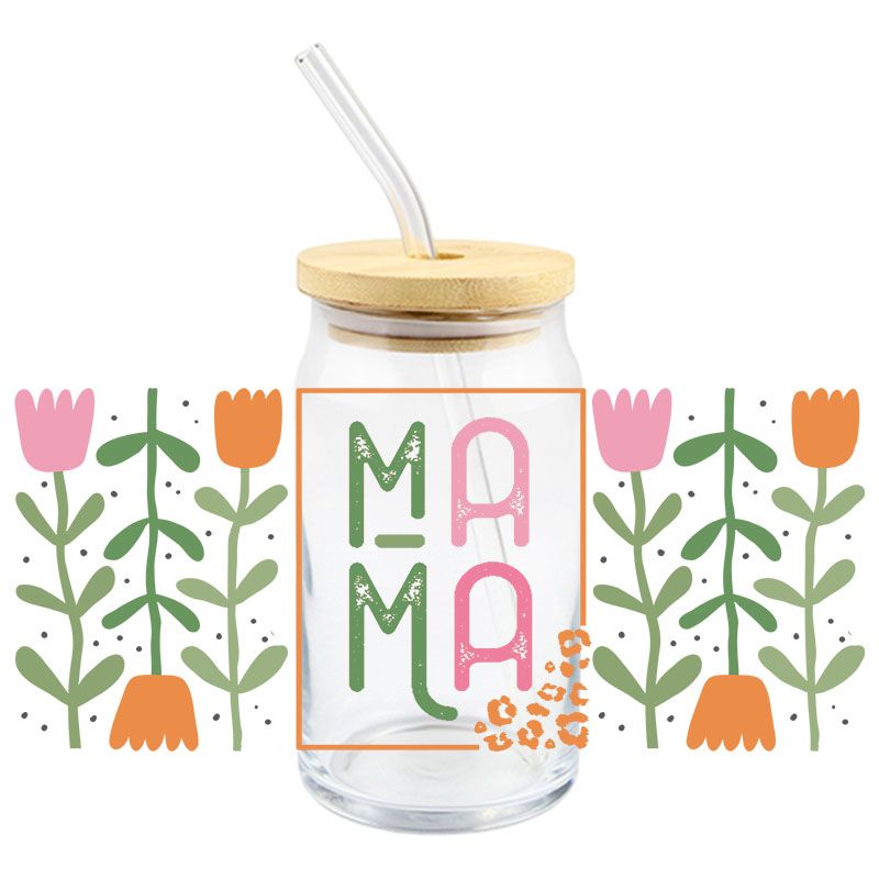 Mama w/ Flowers | UVDTF 16 oz Can Glass Wrap