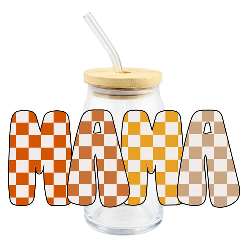 Mama Checkered | UVDTF Can Glass Wrap