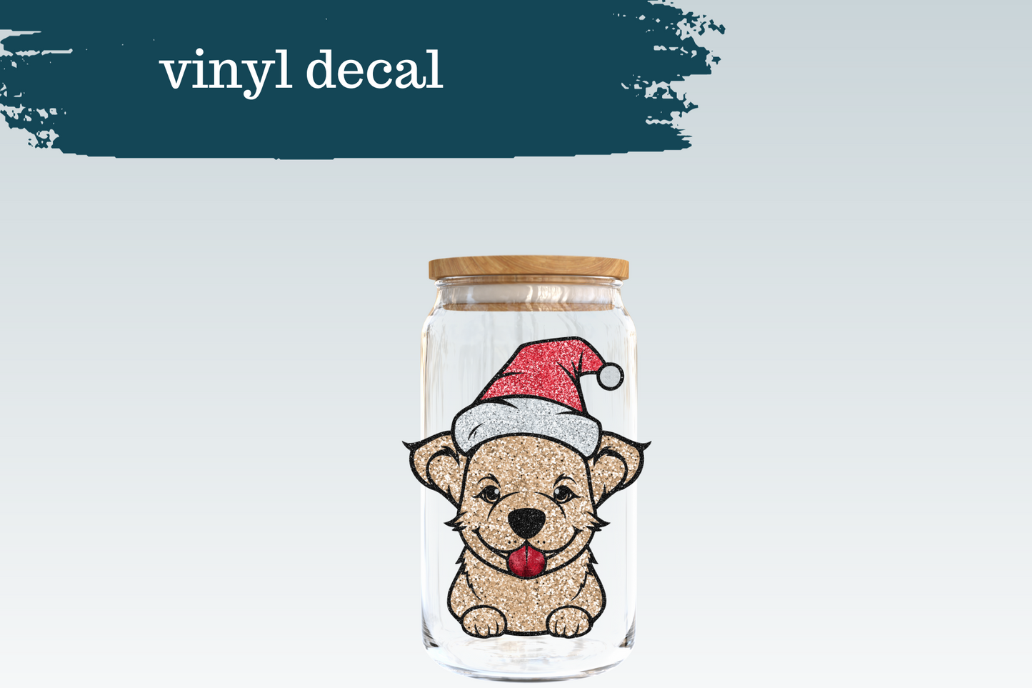 Santa Glitter Dog | Vinyl Decal