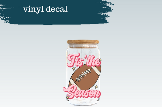 Tis The Season Football Pink | Vinyl Decal