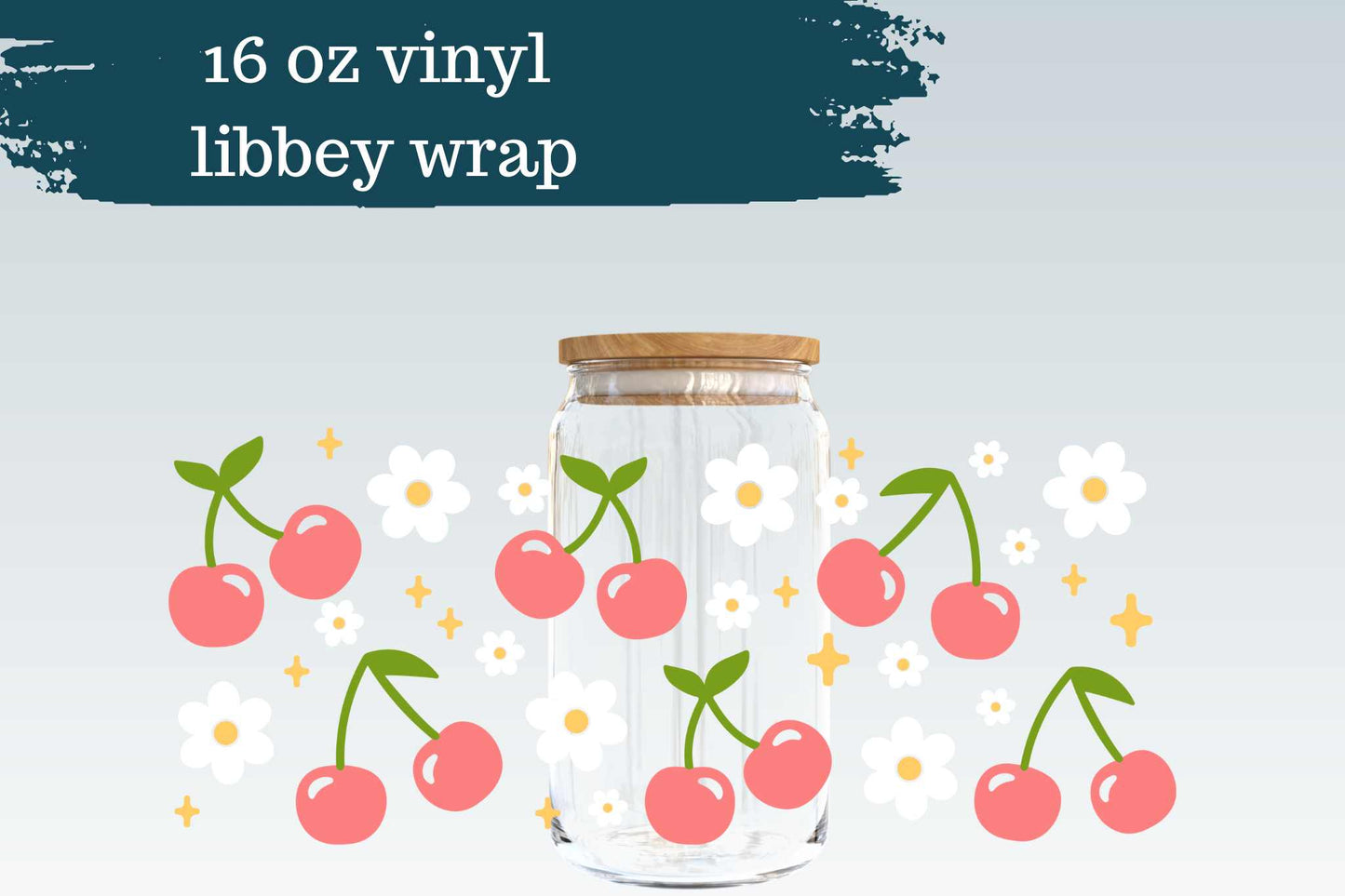 Cherry Daisies | 16 oz Can Glass Wrap